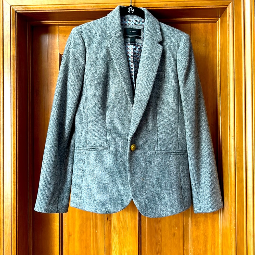 J crew grey wool, blazer, style, Campbell size 4 pristine condition